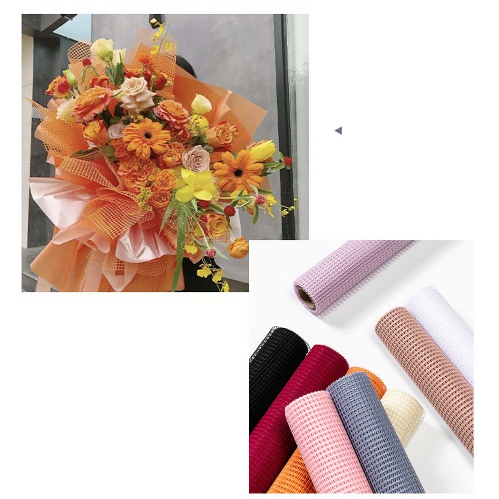 Florist Supply Paper - 50cm Breites Frischblumen-Einwickelpapier DIY Hartes Garn-Netz-Einwickelpapier