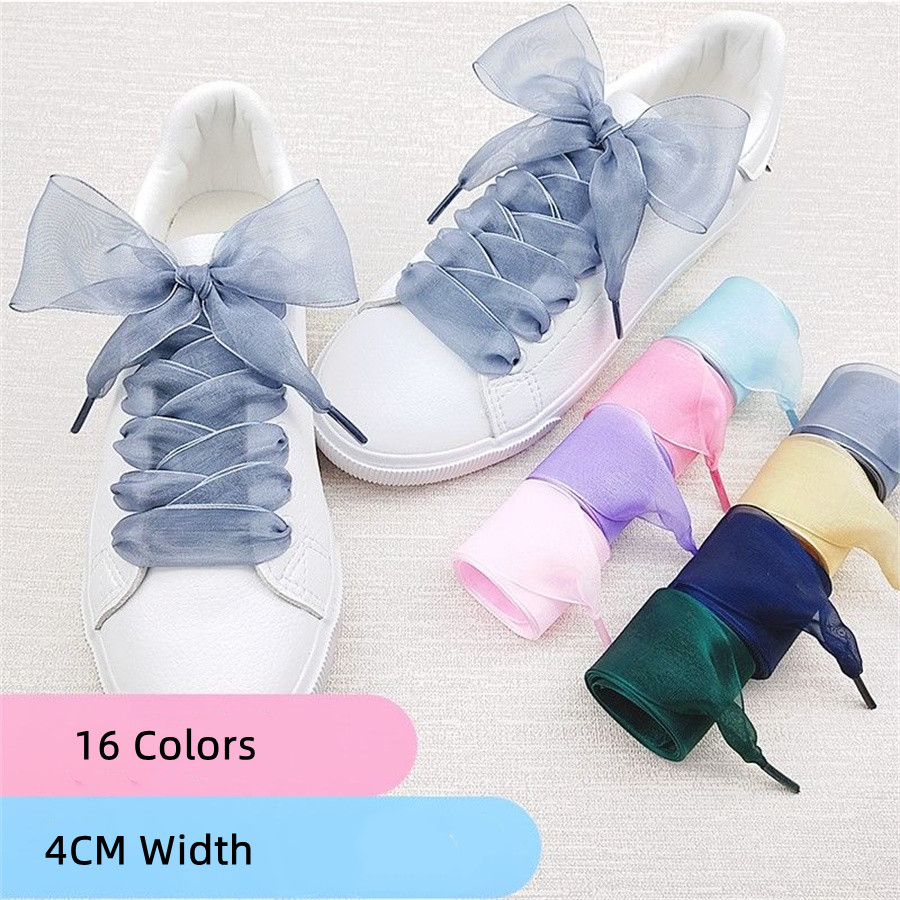 Ribbon Wired Satin - 1 Paar 4cm Breite Organza-Schnürsenkel 60-180cm