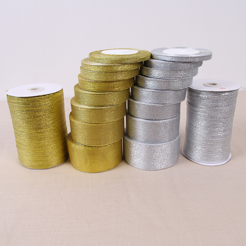 Ribbon Organza Roll - Handgefertigtes Gold- und Silberzwiebelband, 25 Yards/Rolle,